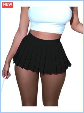 Mini Pleated Cargo Tennis Skirt Stretchy Y2K Skater A-Line Club Skirt